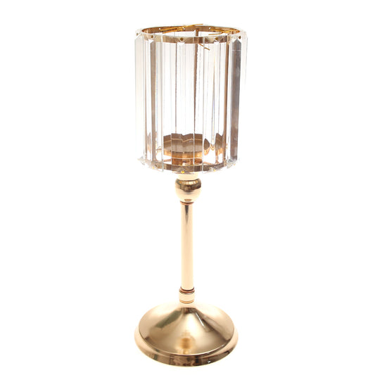 Crystal Gold Pillar Candle Holder