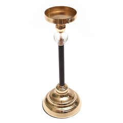 Gold & Black Pillar Candle Holder with Glass Accent