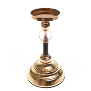 Gold & Black Pillar Candle Holder with Glass Accent - Habitt
