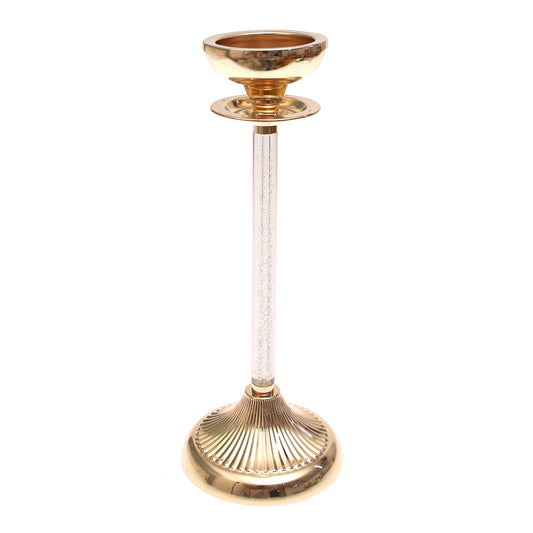 Golden Crystal Pillar Candle Holder – Large