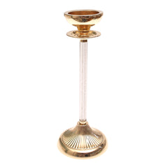 Golden Crystal Pillar Candle Holder – Large