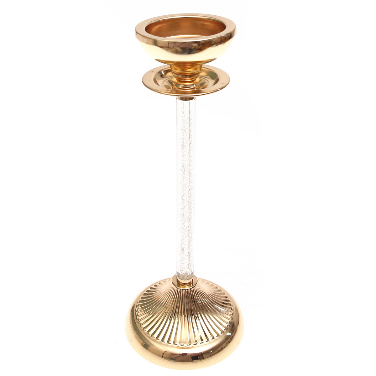 Golden Crystal Pillar Candle Holder – Large