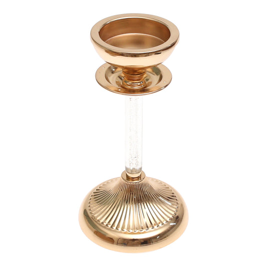 Golden Crystal Pillar Candle Holder – 7209 (Small)