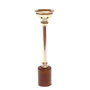 Wood &amp; Gold Pillar Candle Holder – 7162 (Large) - Habitt