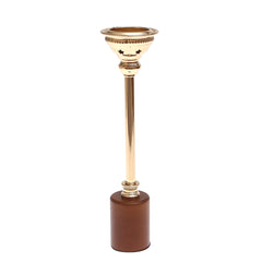 Wood &amp; Gold Pillar Candle Holder – 7162 (Large)