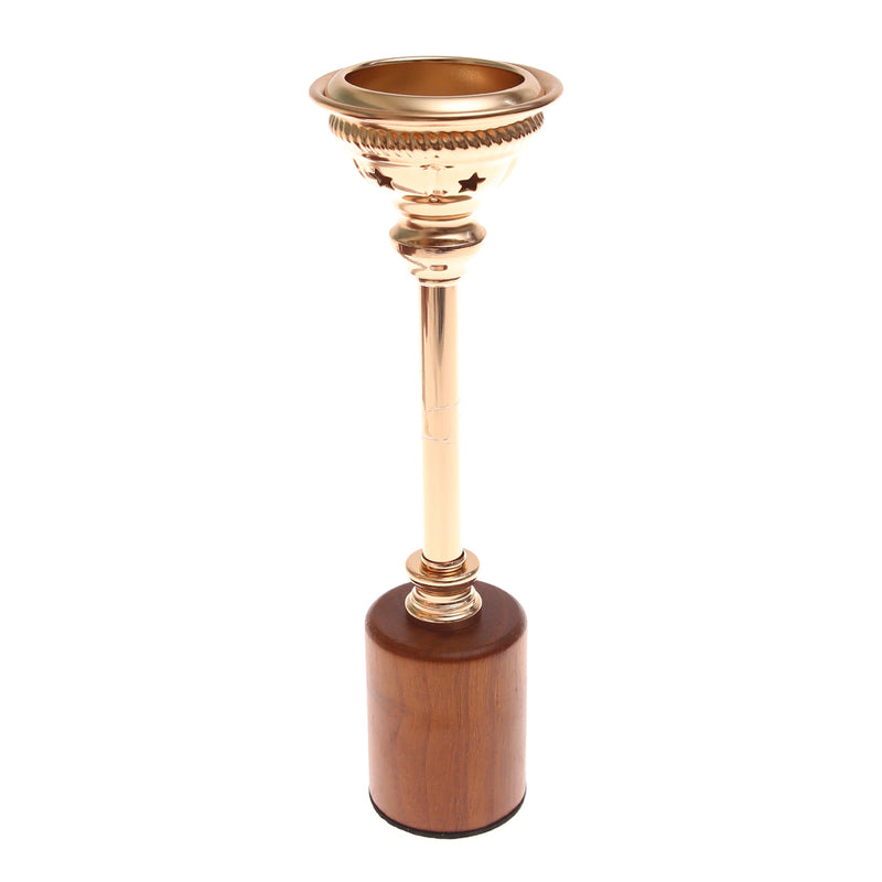 Wood & Gold Pillar Candle Holder – 7162 (Medium) - Habitt