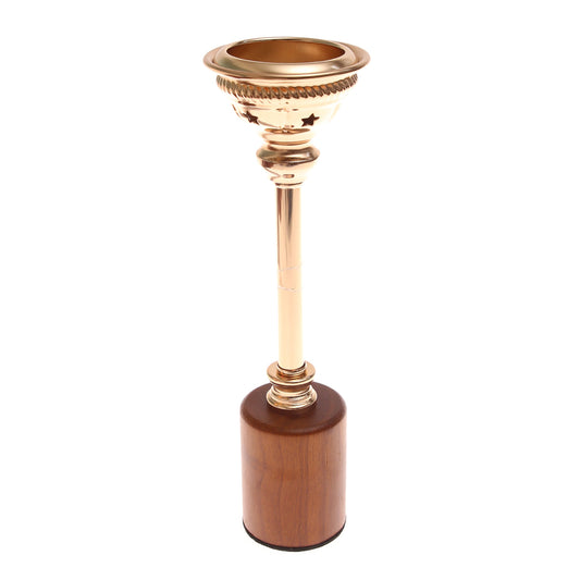 Wood & Gold Pillar Candle Holder – 7162 (Medium)