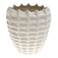Rectangular Weave Textured White Vase