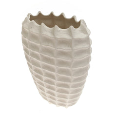 Rectangular Weave Textured White Vase