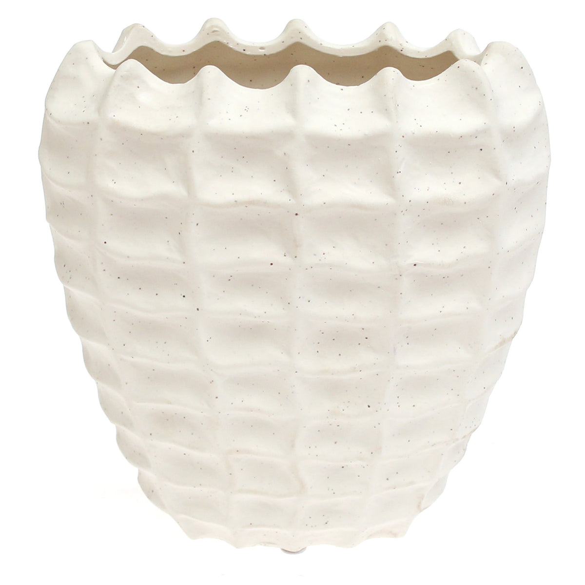 Rectangular Weave Textured White Vase