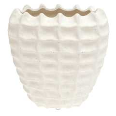 Rectangular Weave Textured White Vase