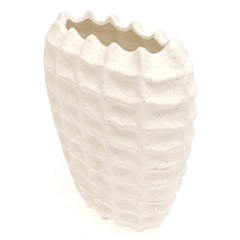 Rectangular Weave Textured White Vase