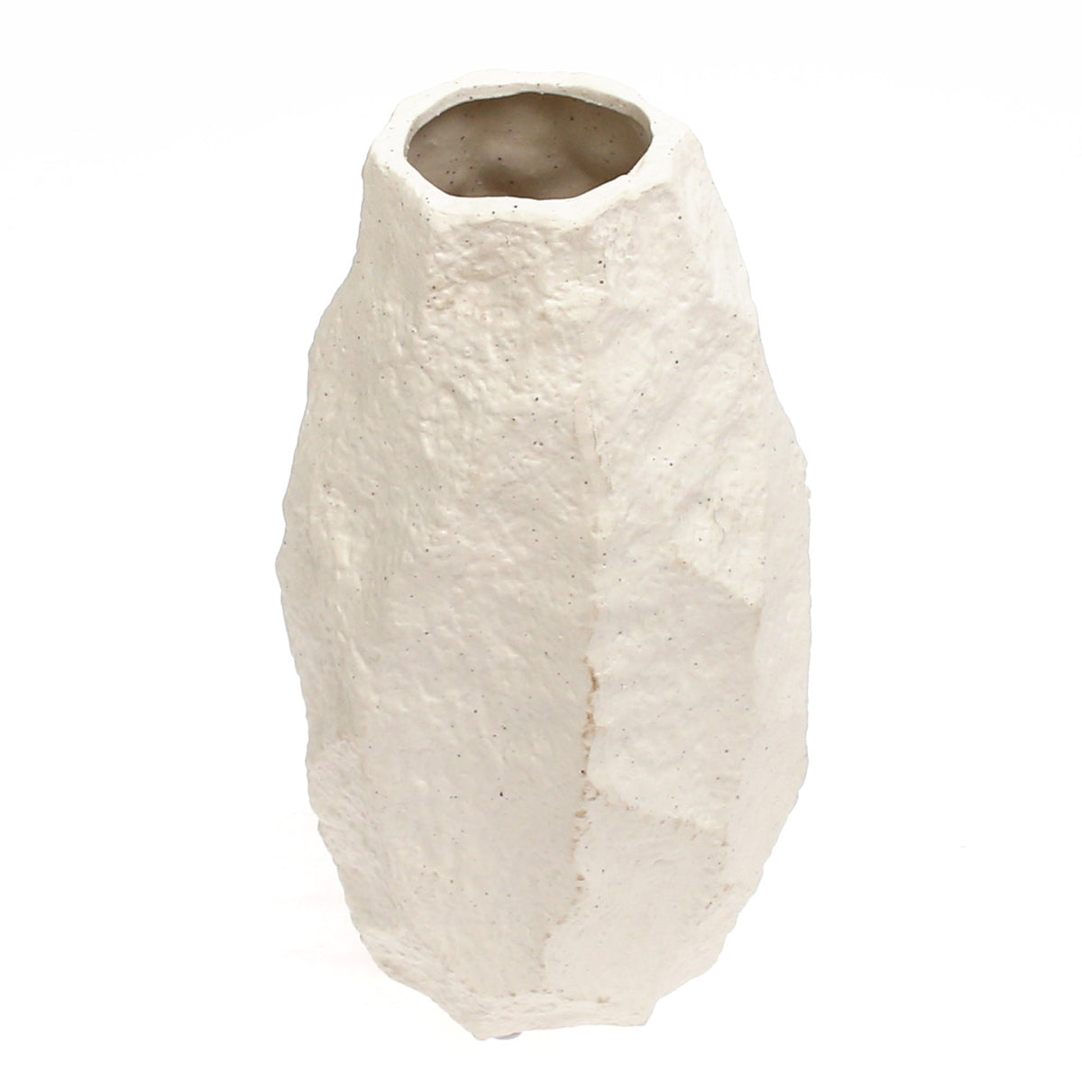 Rock Design Vase White – Textured Stone-Look Ceramic Decor