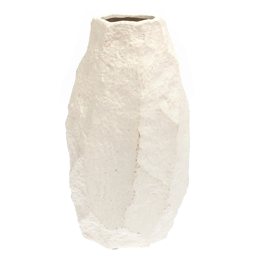 Rock Design Vase White – Textured Stone-Look Ceramic Decor