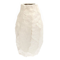 Rock Design Vase White – Textured Stone-Look Ceramic Decor