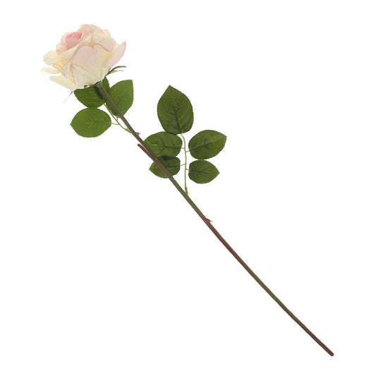 Rose Off-White & Pink Flower Stick – Long Stem Artificial Bloom - Habitt