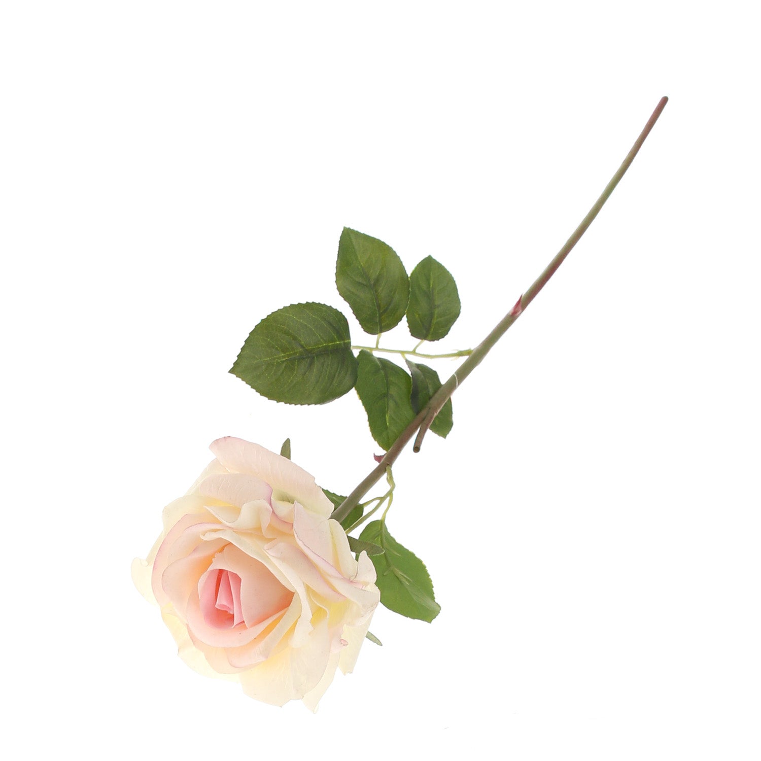 Rose Off-White & Pink Flower Stick – Long Stem Artificial Bloom - Habitt