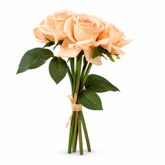 Artificial Rose Bunch Flower Stick – Small Peach