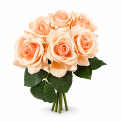 Artificial Rose Bunch Flower Stick – Small Peach