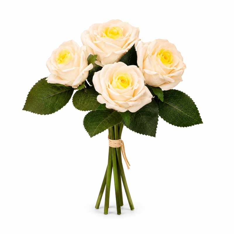 Artificial Rose Flower Bunch Stick – Small Yellow
