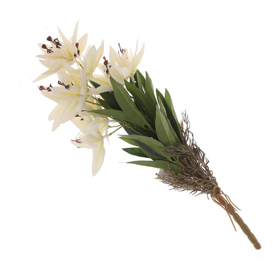 Stargazer Lily Flower Bunch White – Artificial Floral Bundle