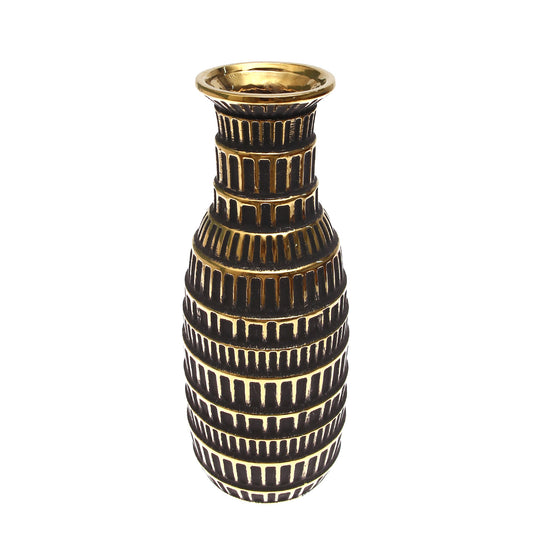 Dark Charcoal Grey & Gold Decorative Vase — Box Design L