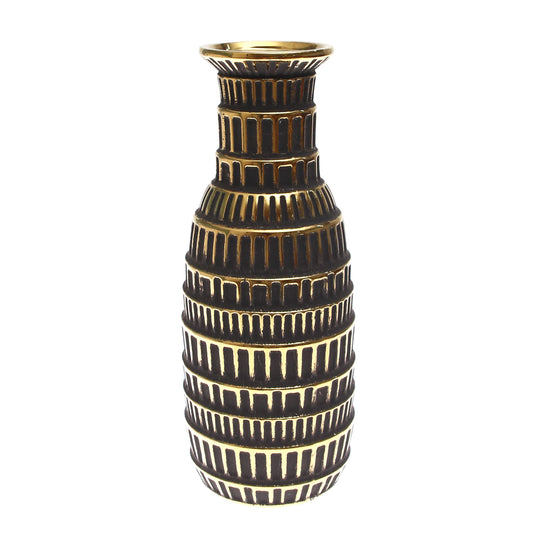 Dark Charcoal Grey & Gold Decorative Vase — Box Design L