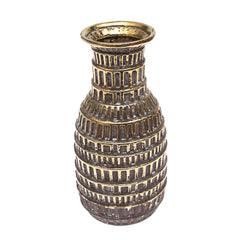 Dark Grey & Gold Decorative Vase – Small Textured Box-Pattern Accent Piece