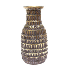 Dark Grey & Gold Decorative Vase – Small Textured Box-Pattern Accent Piece