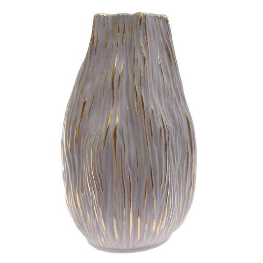 Grey & Gold Textured Ceramic Vase