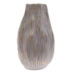 Grey & Gold Textured Ceramic Vase
