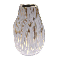 Grey & Gold Textured Ceramic Vase – Medium