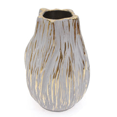 Grey & Gold Textured Ceramic Vase – Medium
