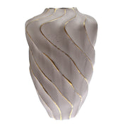Grey & Gold Wave-Textured Ceramic Vase – Extra Large - Habitt