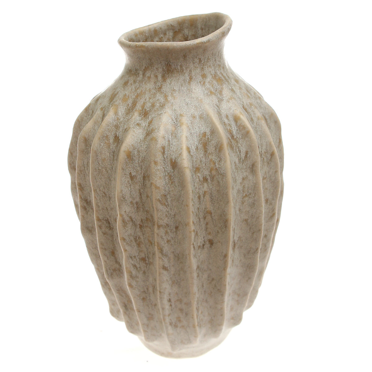 Light Beige Textured Lines Ceramic Vase – Large