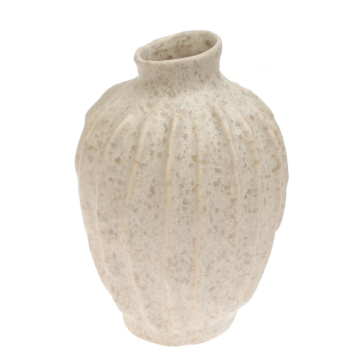 Light Beige Textured Lines Ceramic Vase – Small