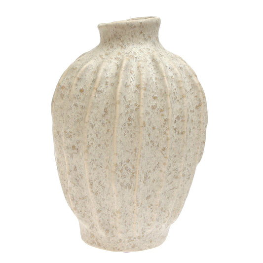 Light Beige Textured Lines Ceramic Vase – Small