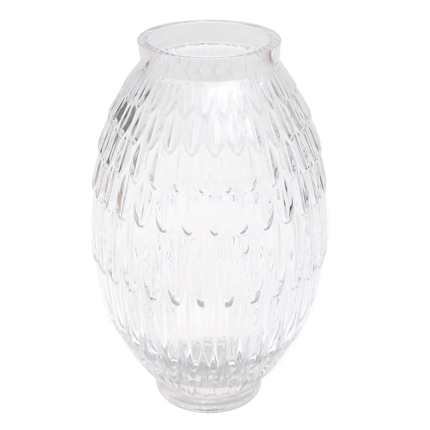 Oval Textured Transparent Glass Vase – Small - Habitt