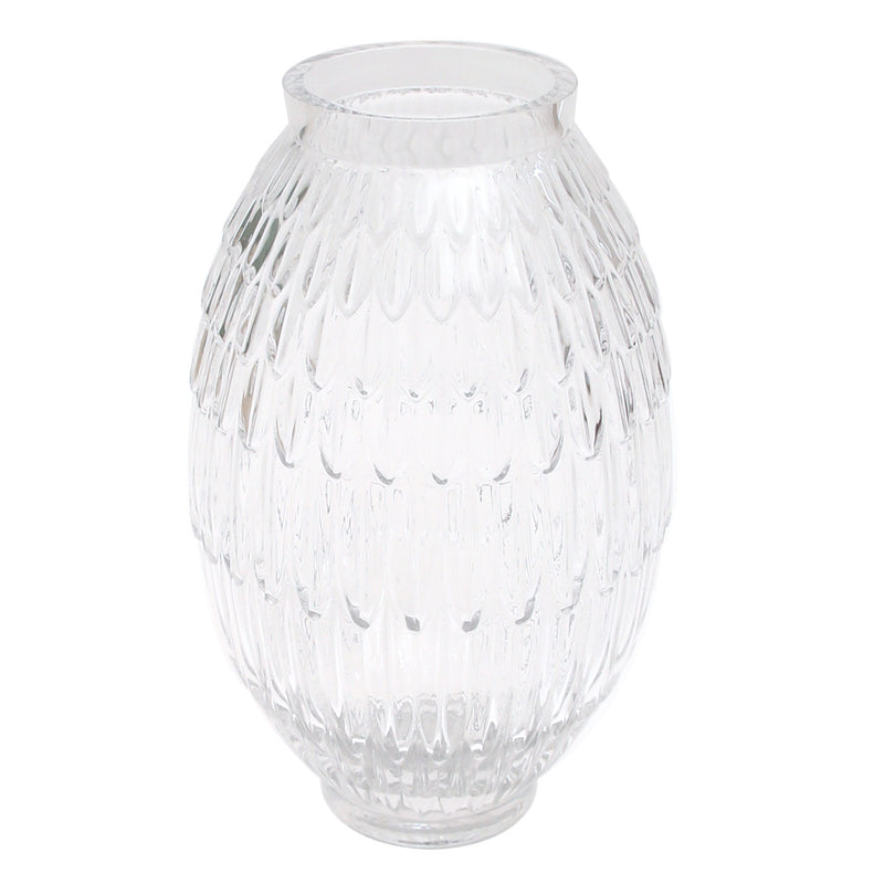 Oval Textured Transparent Glass Vase – Small - Habitt