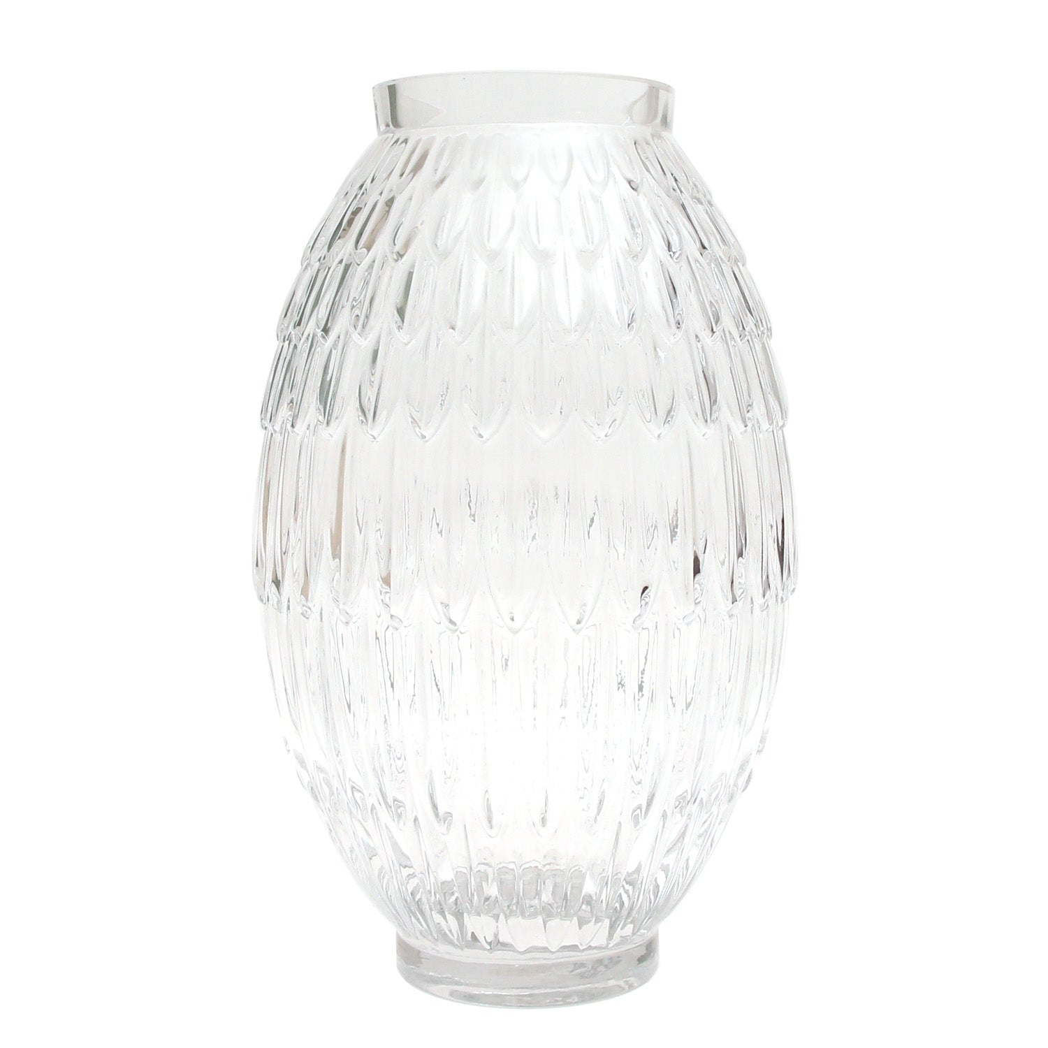 Oval Textured Transparent Glass Vase – Small - Habitt