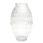 Oval Textured Transparent Glass Vase – Small - Habitt