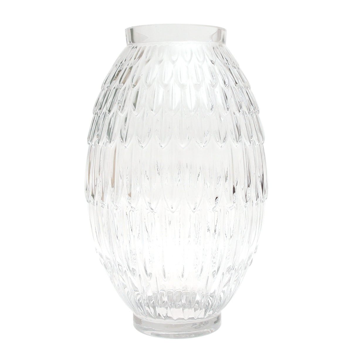 Oval Textured Transparent Glass Vase – Small - Habitt