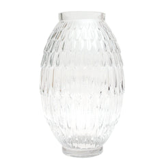 Oval Textured Transparent Glass Vase – Small - Habitt