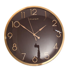 Classic Brown &amp; Copper Wall Clock — Elegant Round Quartz Timepiece