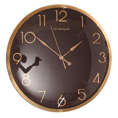 Classic Brown &amp; Copper Wall Clock — Elegant Round Quartz Timepiece