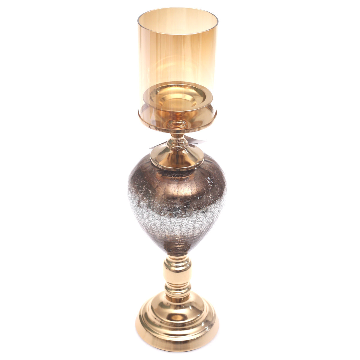 Elegant 19-Inch Gold Candle Stand with Glass Hurricane Holder | Luxury Decorative Candle Holder