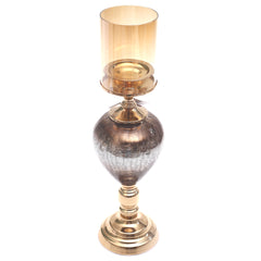 Elegant 19-Inch Gold Candle Stand with Glass Hurricane Holder | Luxury Decorative Candle Holder