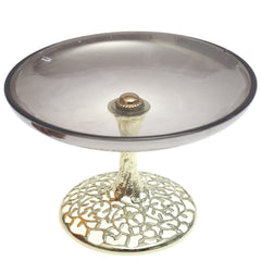 Black & Silver Console Decorative Bowl with Sculpted Base – 8.5 x 6 Inch Accent Piece