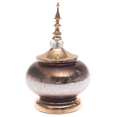 Console Piece Copper Decorative Jar – 5 x 13 Inch Metal Accent with Lid