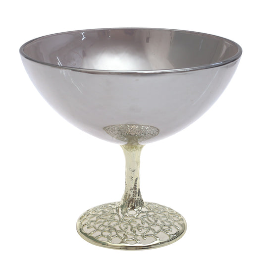 Large Gold Console Decorative Bowl with Sculpted Base – 10 x 9.5 Inch Luxury Accent Piece